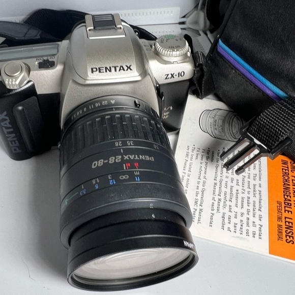 VINTAGE Pentax ZX-10 35mm SLR Film Camera With 28-80mm Lenses Untested - Picture 6 of 10